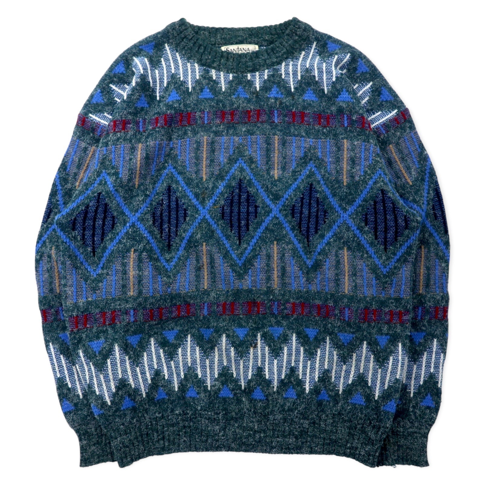SANTANA Anni '90 Maglione a fantasia L Grigio Acrilico