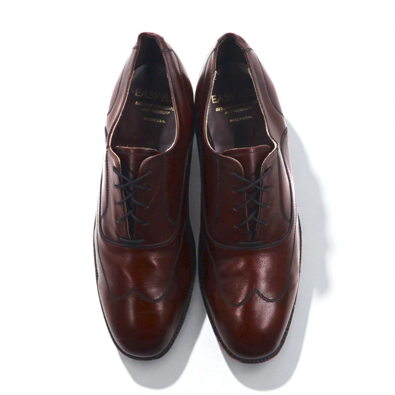Scarpe eleganti stringate Sears EASY FLEX wingtip, Made in USA, 27 cm, pelle marrone