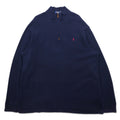POLO RALPH LAUREN felpa con zip corta, 2XLT, blu navy, cotone, ricamo piccolo pony