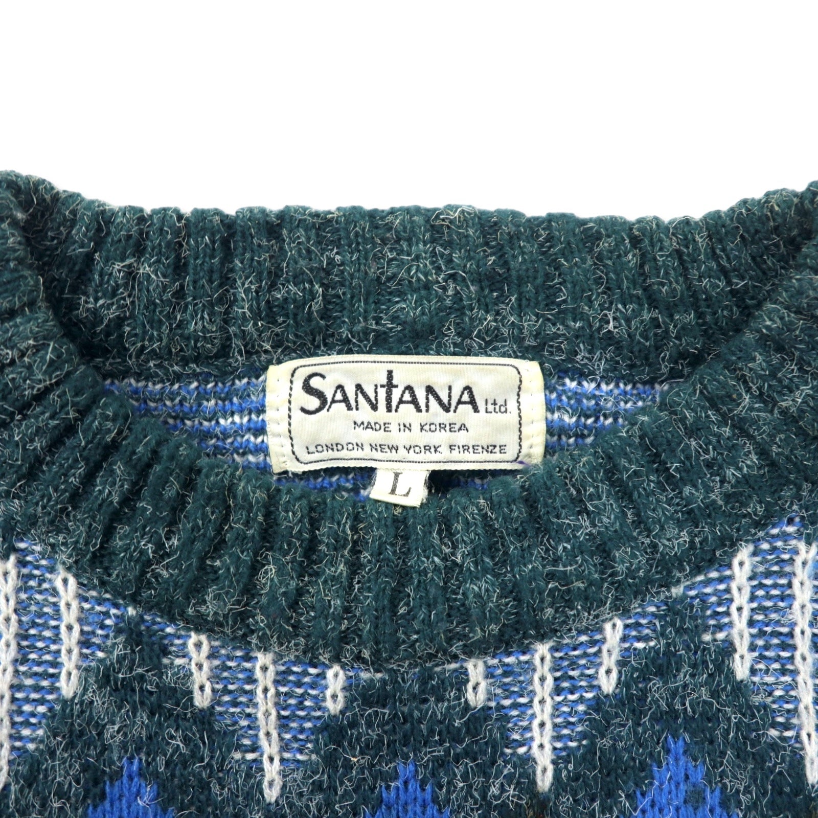 SANTANA Anni '90 Maglione a fantasia L Grigio Acrilico