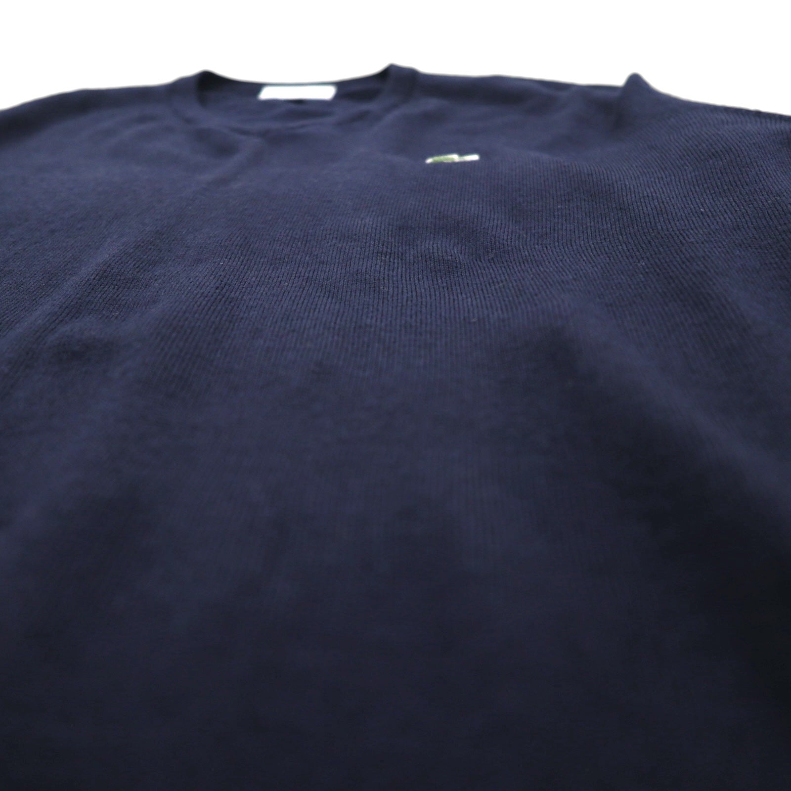 LACOSTE Vネック ニット セーター XL ネイビー ウール ワンポイント 刺繍 F70736