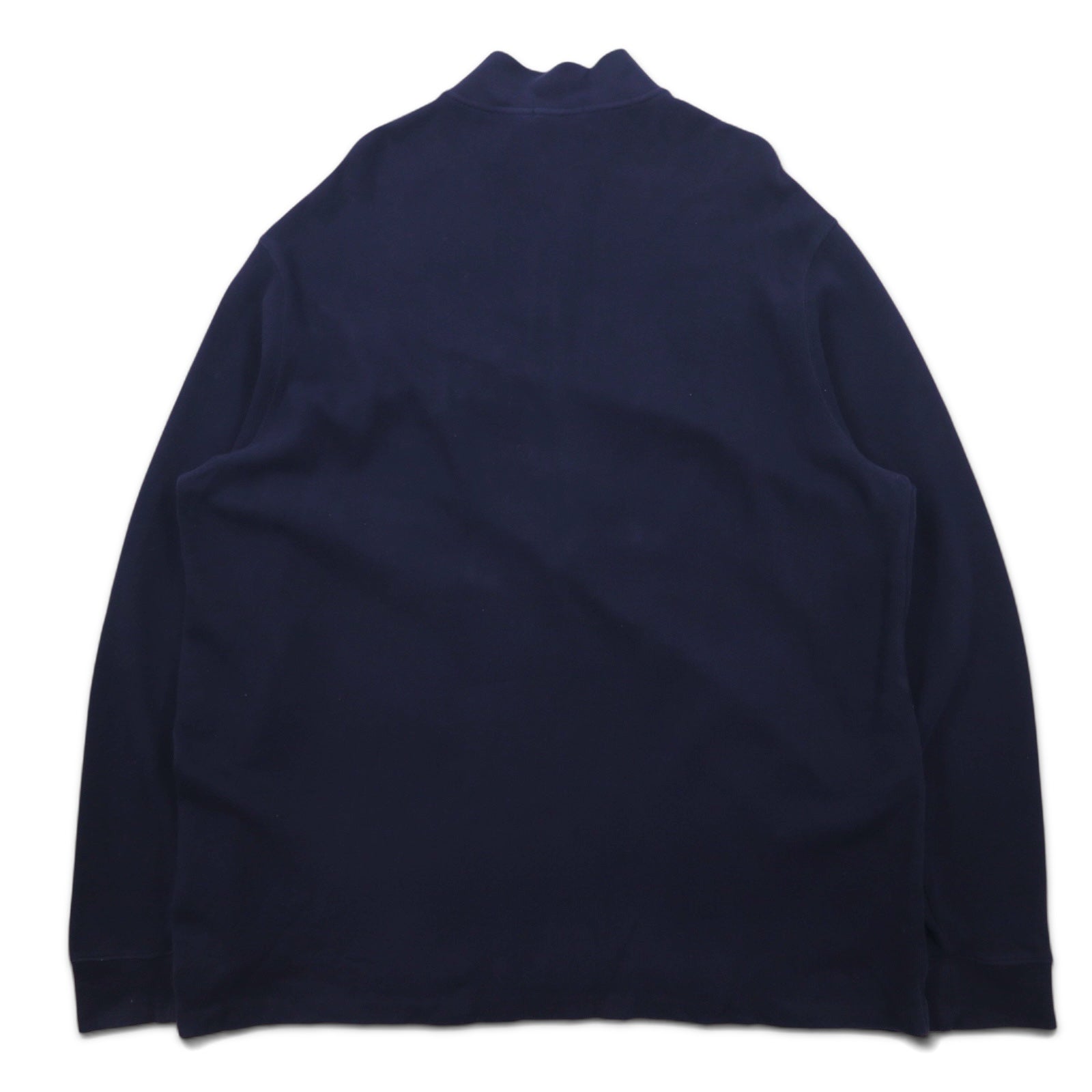 POLO RALPH LAUREN felpa con zip corta, 2XLT, blu navy, cotone, ricamo piccolo pony