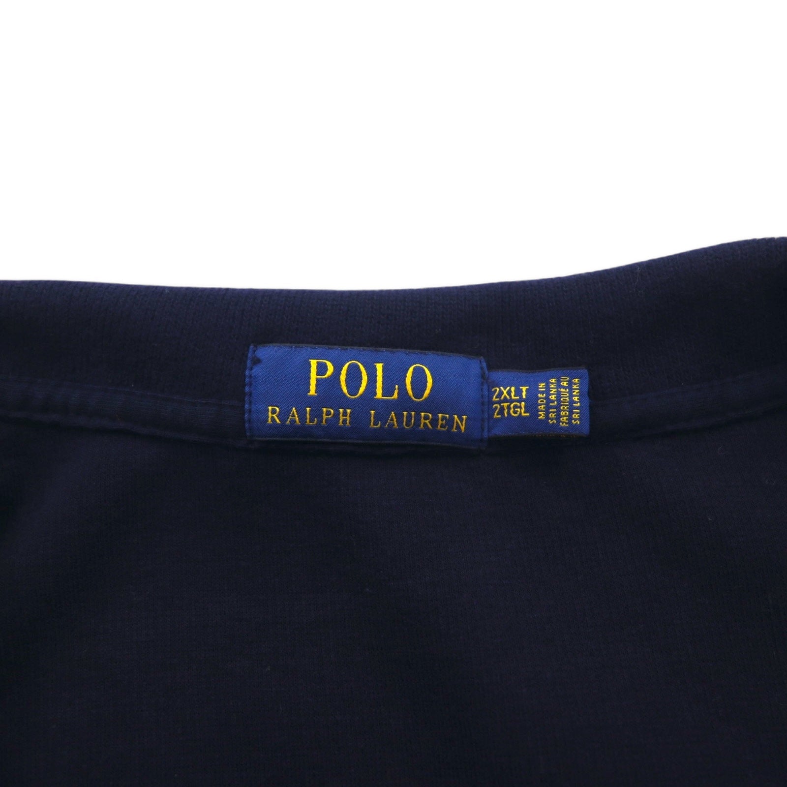 POLO RALPH LAUREN felpa con zip corta, 2XLT, blu navy, cotone, ricamo piccolo pony