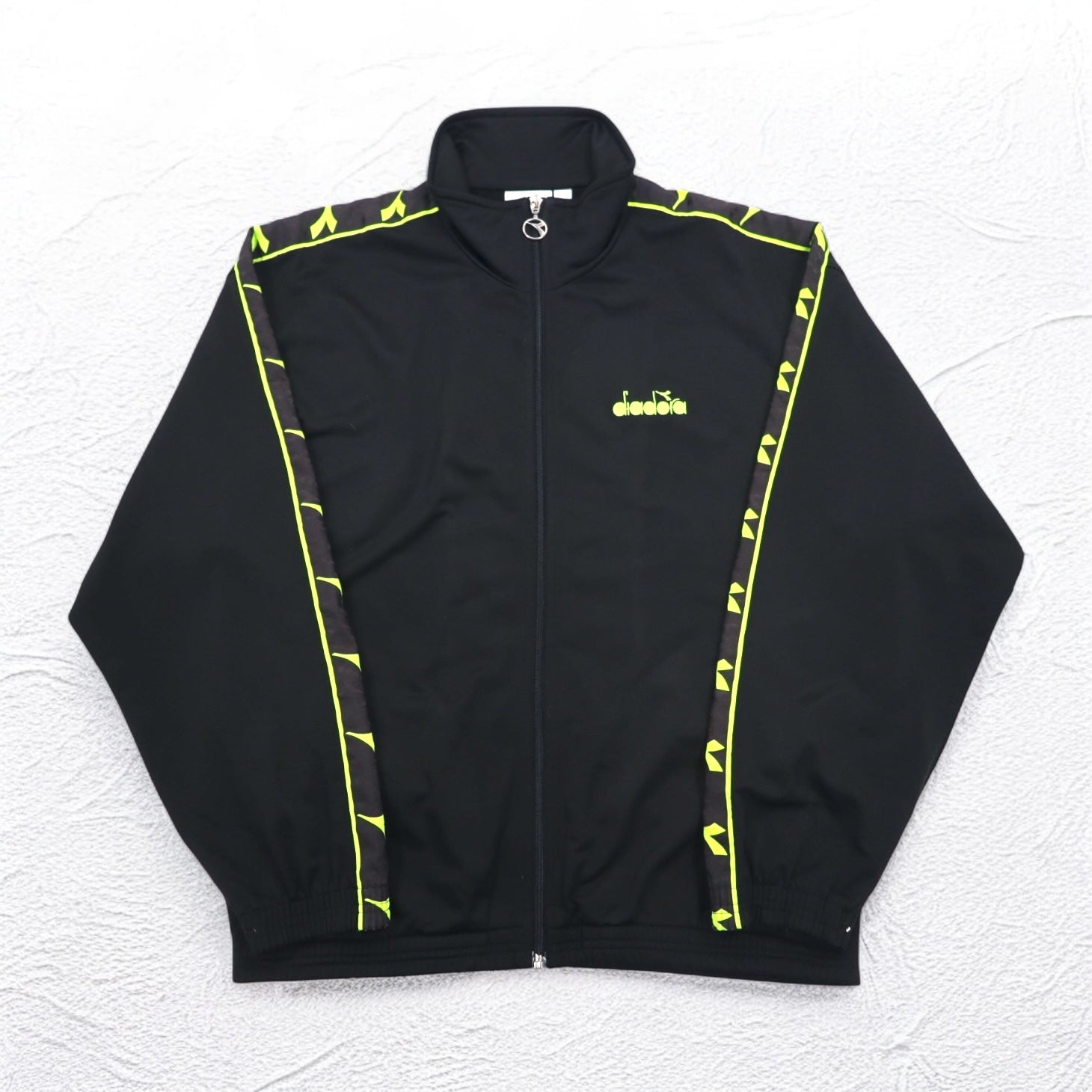 DIADORA 90年代 トラックジャケット ジャージ XL ブラック ロゴ テープ サイドライン