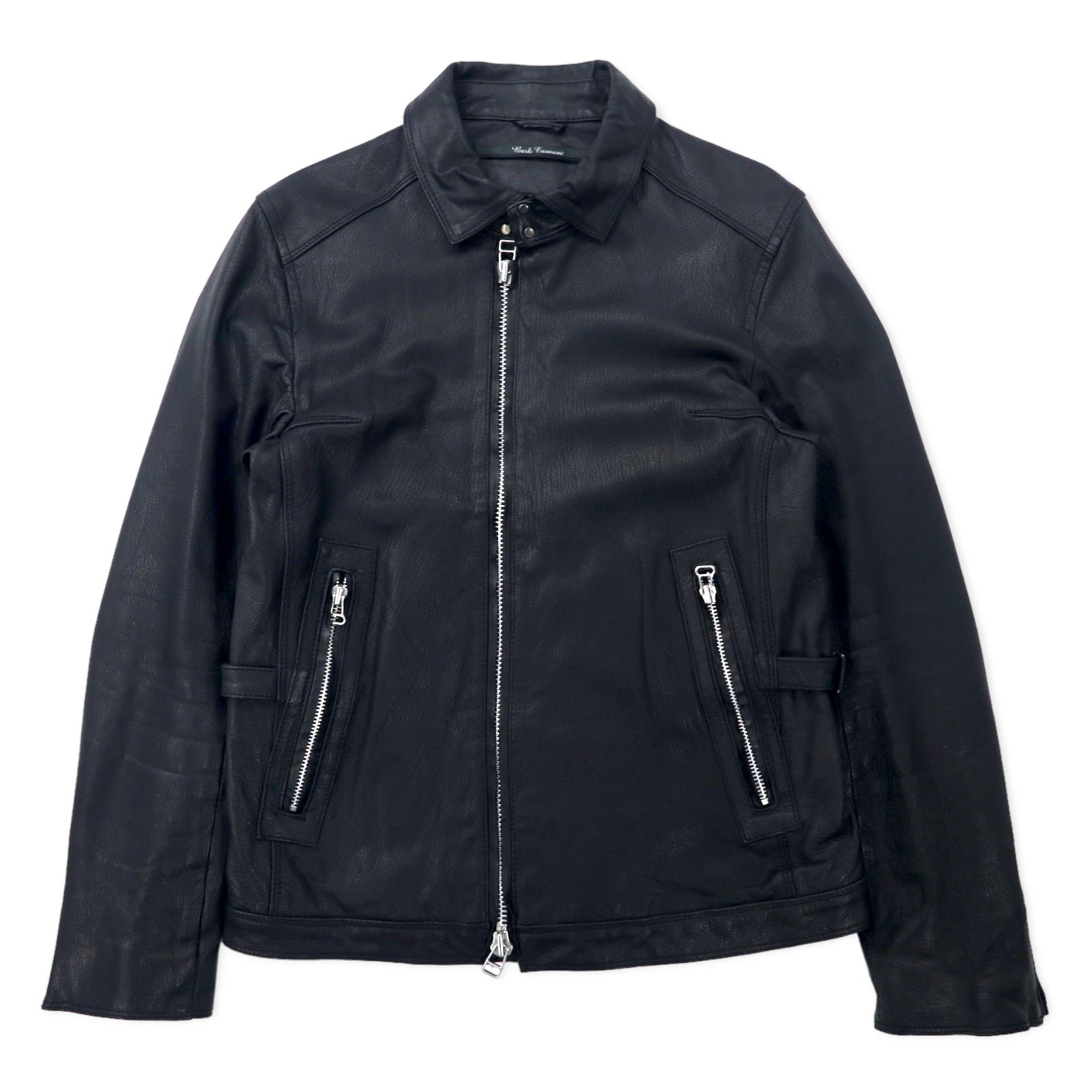 Bark Tannage (nano universe) Giacca da motociclista in pelle di capra, modello singolo, taglia 48, nera, con doppia zip