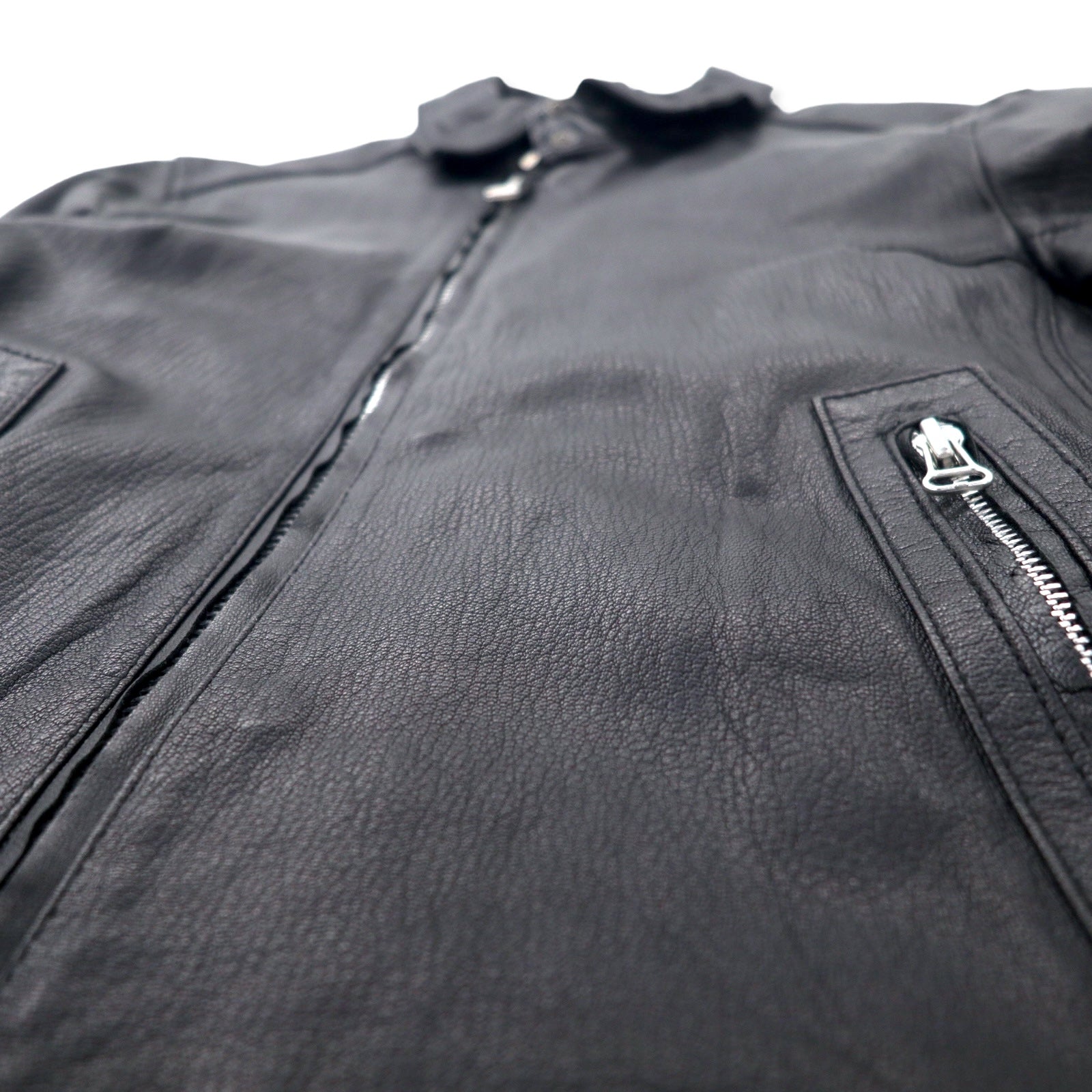 Bark Tannage (nano universe) Giacca da motociclista in pelle di capra, modello singolo, taglia 48, nera, con doppia zip