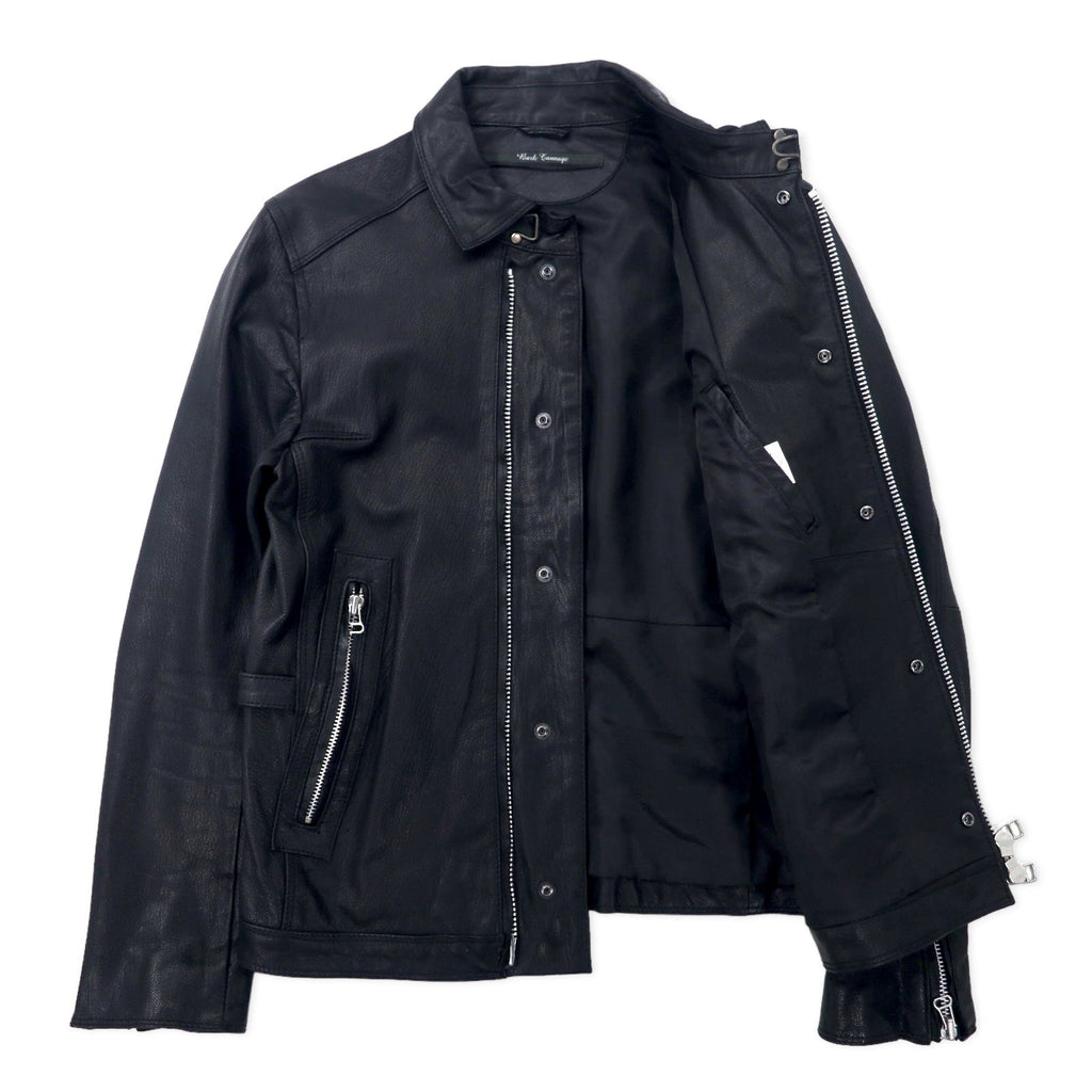 Bark Tannage (nano universe) Giacca da motociclista in pelle di capra, modello singolo, taglia 48, nera, con doppia zip