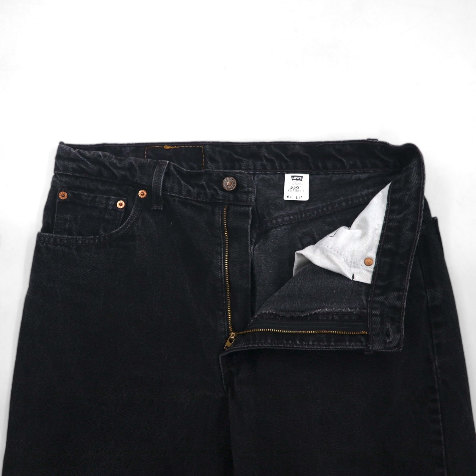 Levi's 90年代 USA製 550 バギー テーパード デニムパンツ ジーンズ L ブラック RELAXED FIT 550-0260