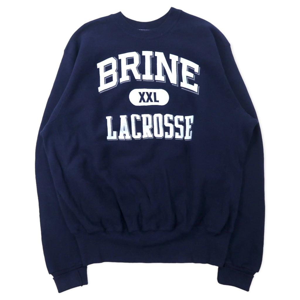 BRINE USA製 90年代 リバースウィーブ スウェット XL ネイビー コットン 裏起毛 LACROSSE ビッグサイズ