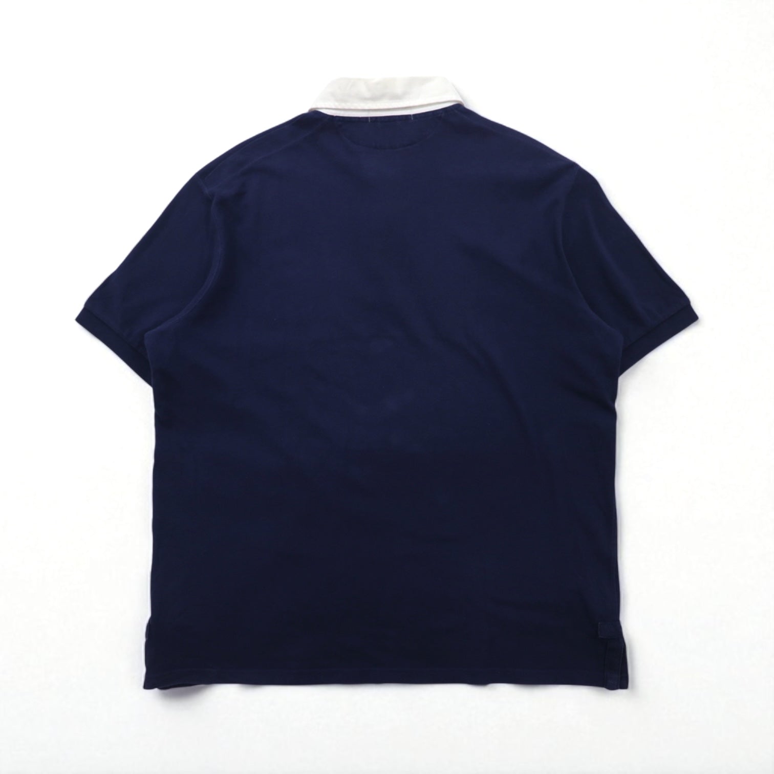 Polo by Ralph Lauren 90年代 ラインデザイン ポロシャツ 3XL ネイビー 鹿の子 エンブレムロゴ刺繍