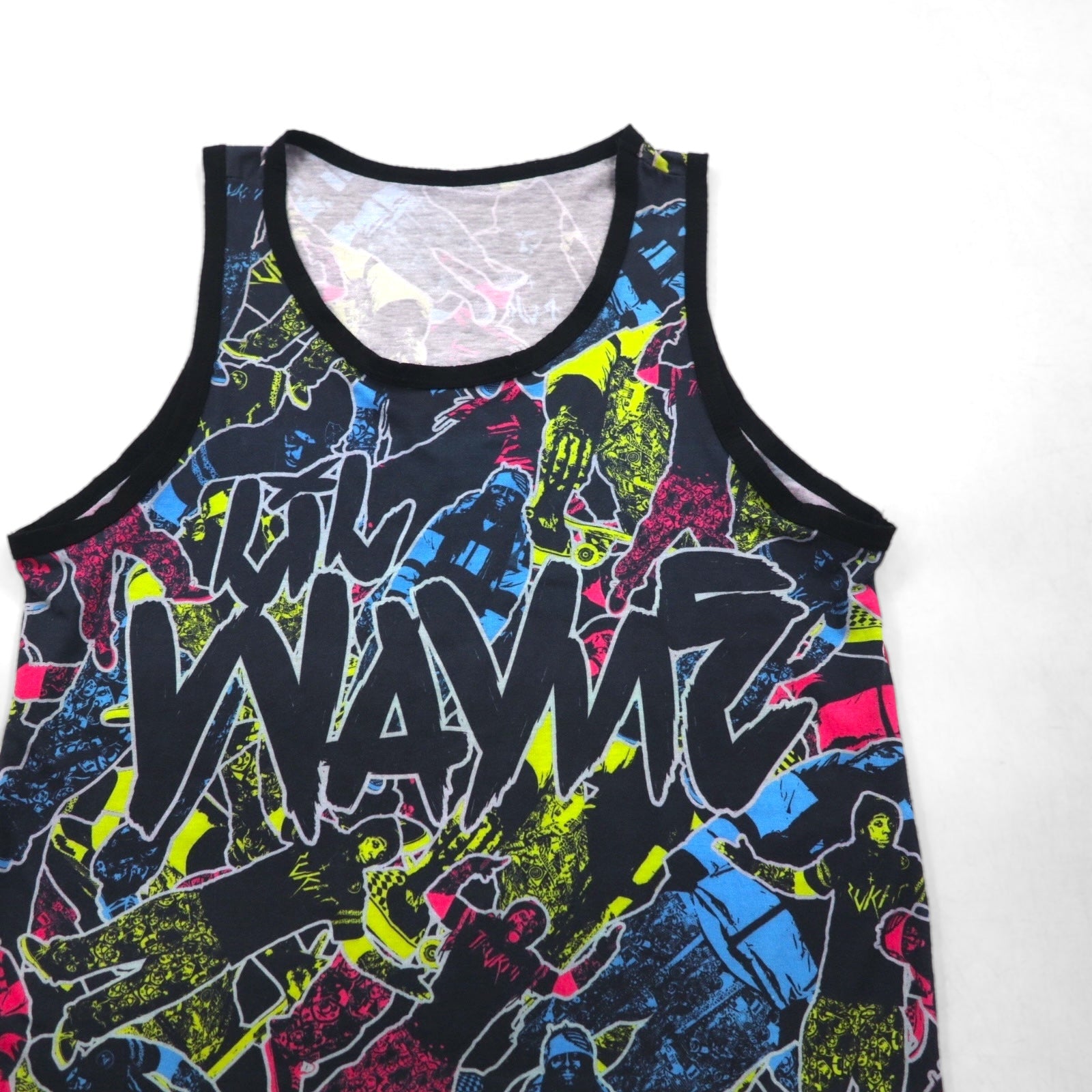 Canotta Lil Wayne Lil Wayne hip-hop prodotta negli USA, taglia XL, nera, in cotone, fantasia all-over