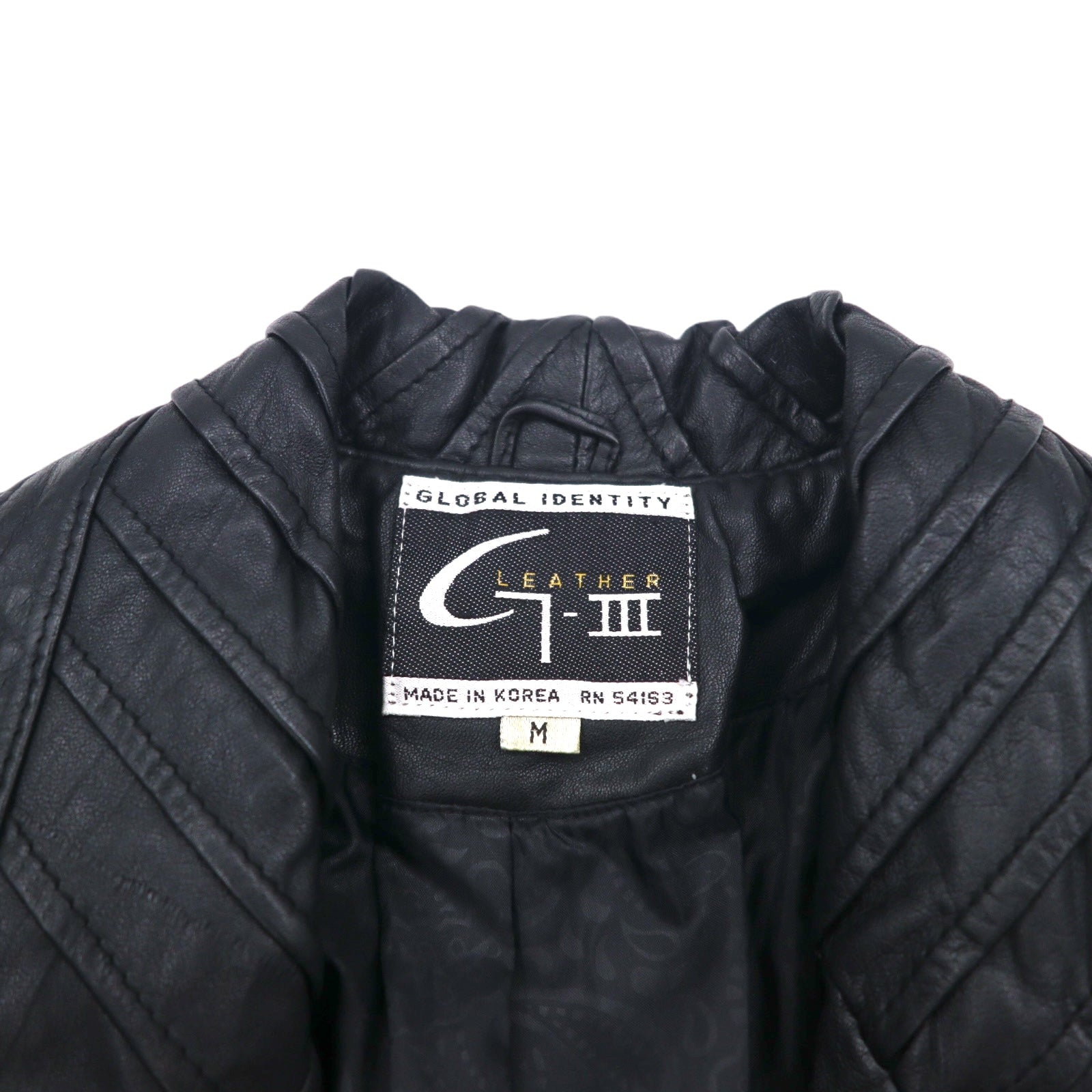 Anni '90 GLOBAL IDENTITY G-III LEATHER Chesterfield in pelle M Nero Pelle Fodera Paisley