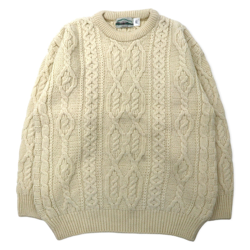 ARANCRAFTS Maglione Aran Fisherman's in lana, XL, bianco, fatto in Irlanda