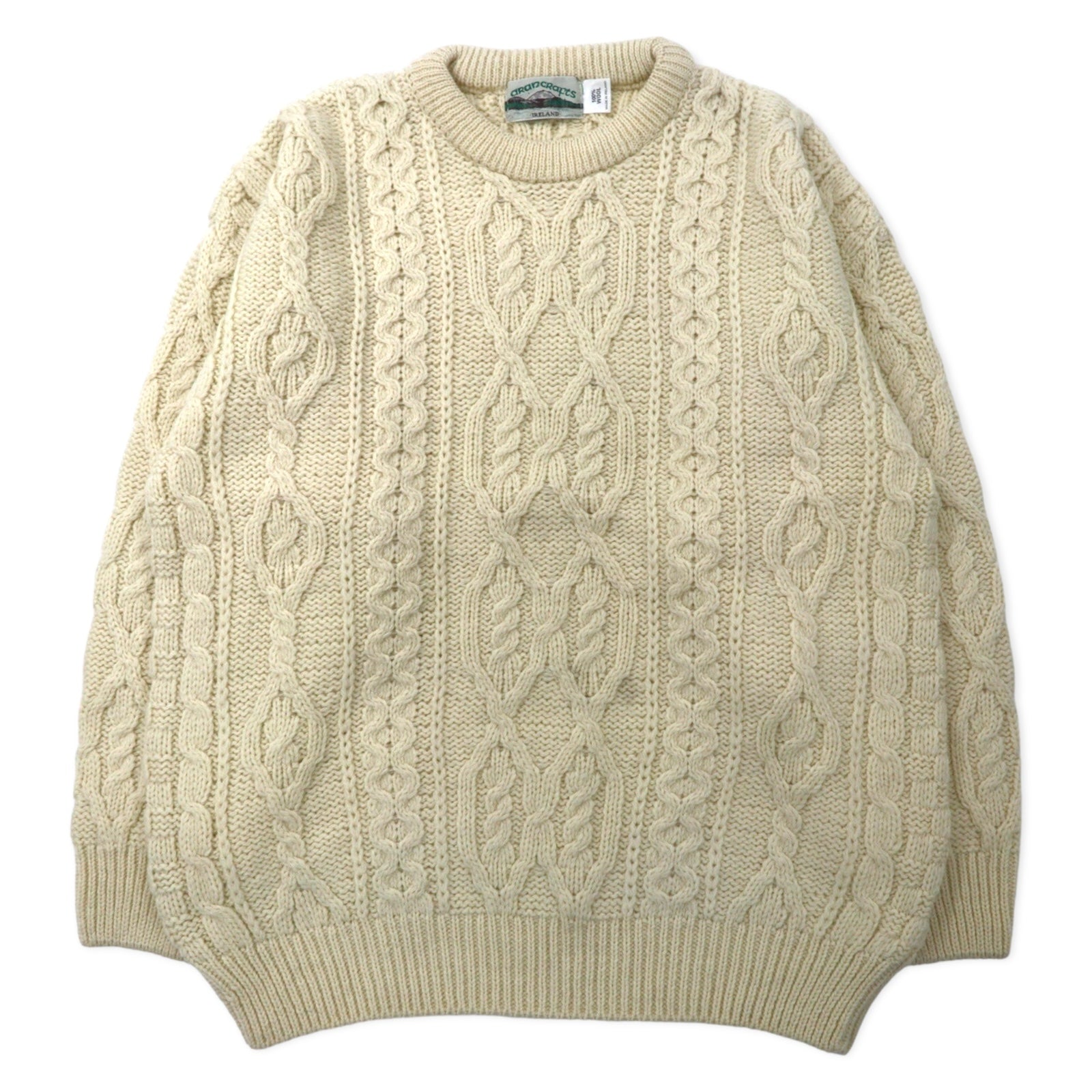 ARANCRAFTS Maglione Aran Fisherman's in lana, XL, bianco, fatto in Irlanda