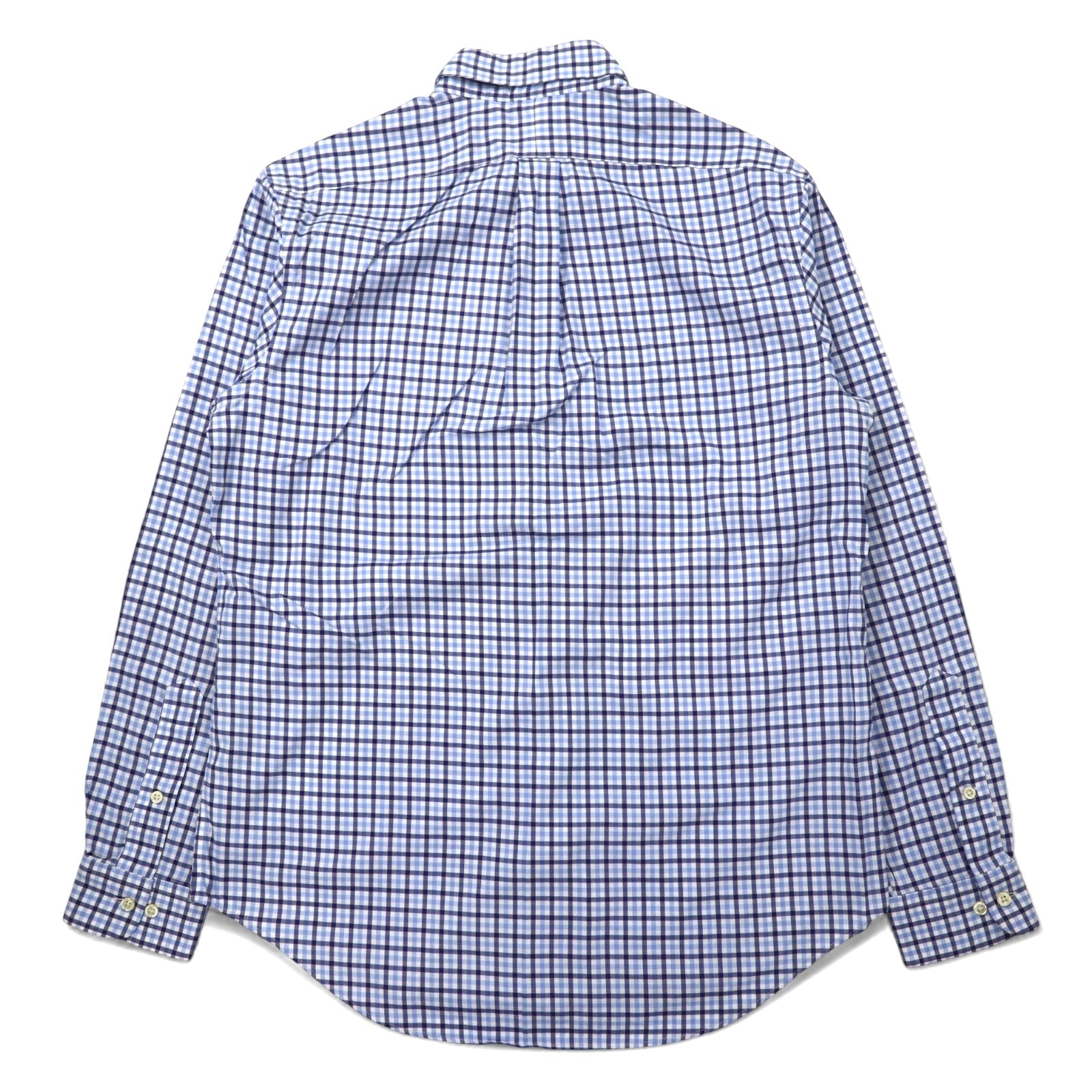 RALPH LAUREN Camicia Button-Down M Blu A Quadri Cotone NON-IRON Ricamo Piccolo Pony