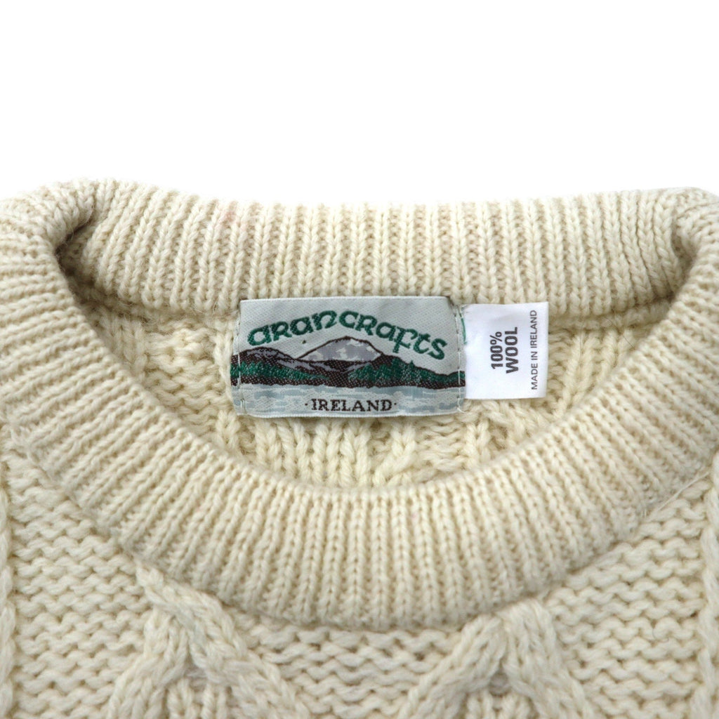 ARANCRAFTS Maglione Aran Fisherman's in lana, XL, bianco, fatto in Irlanda