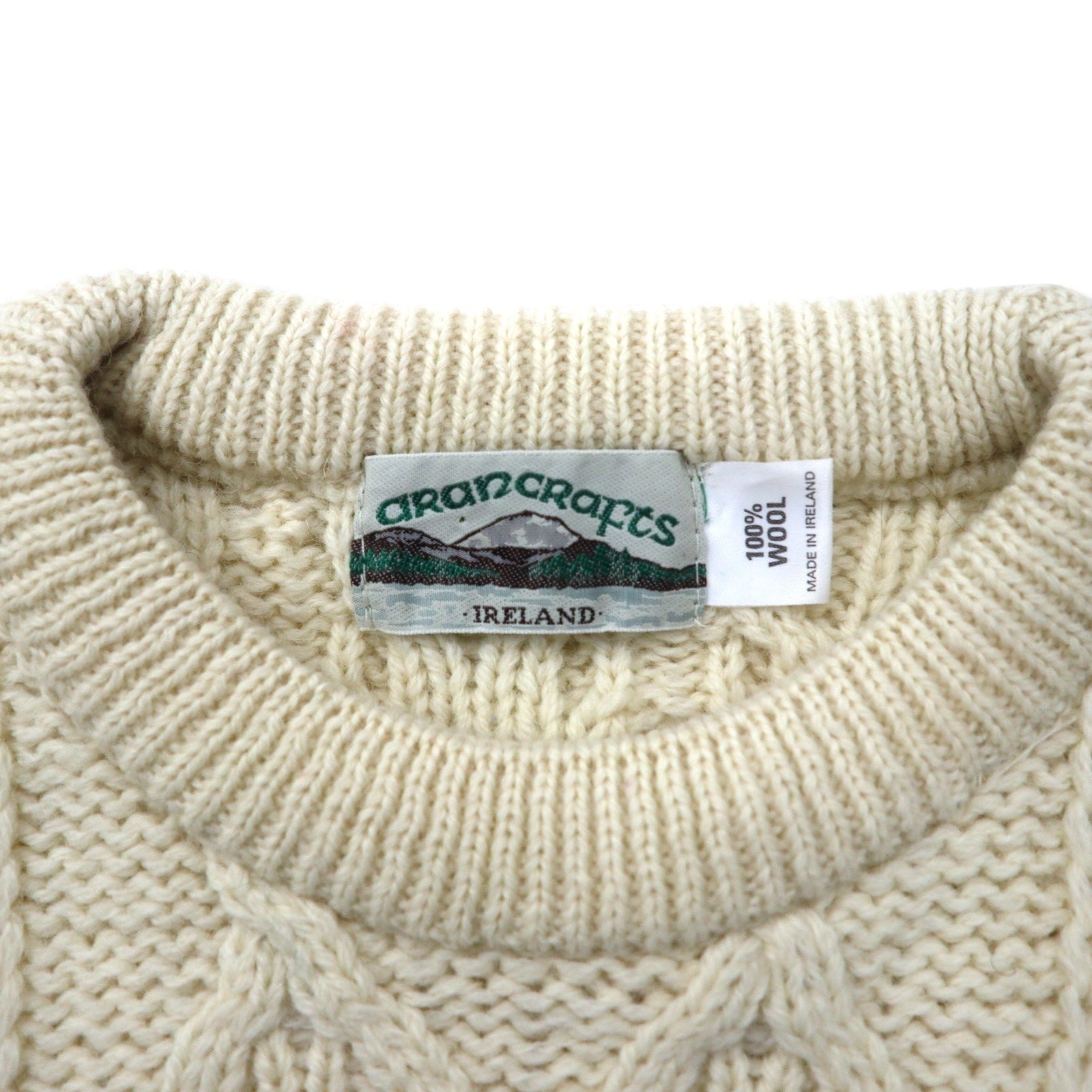 ARANCRAFTS Maglione Aran Fisherman's in lana, XL, bianco, fatto in Irlanda