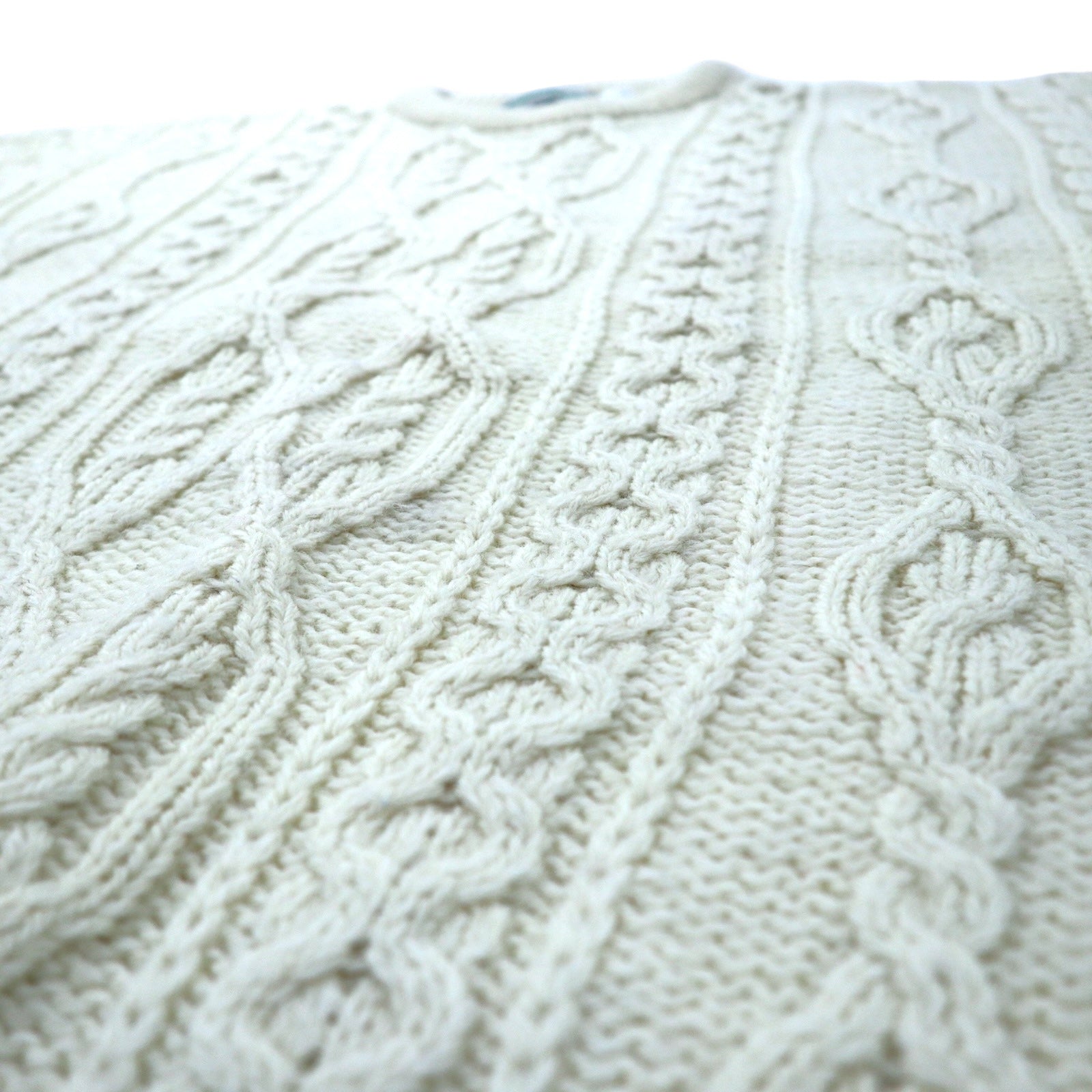 ARANCRAFTS Maglione Aran Fisherman's in lana, XL, bianco, fatto in Irlanda