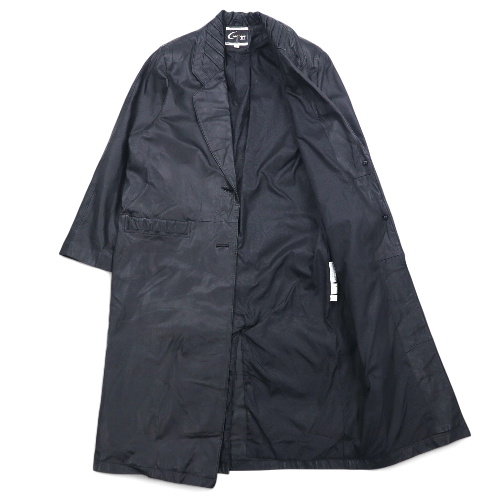 Anni '90 GLOBAL IDENTITY G-III LEATHER Chesterfield in pelle M Nero Pelle Fodera Paisley