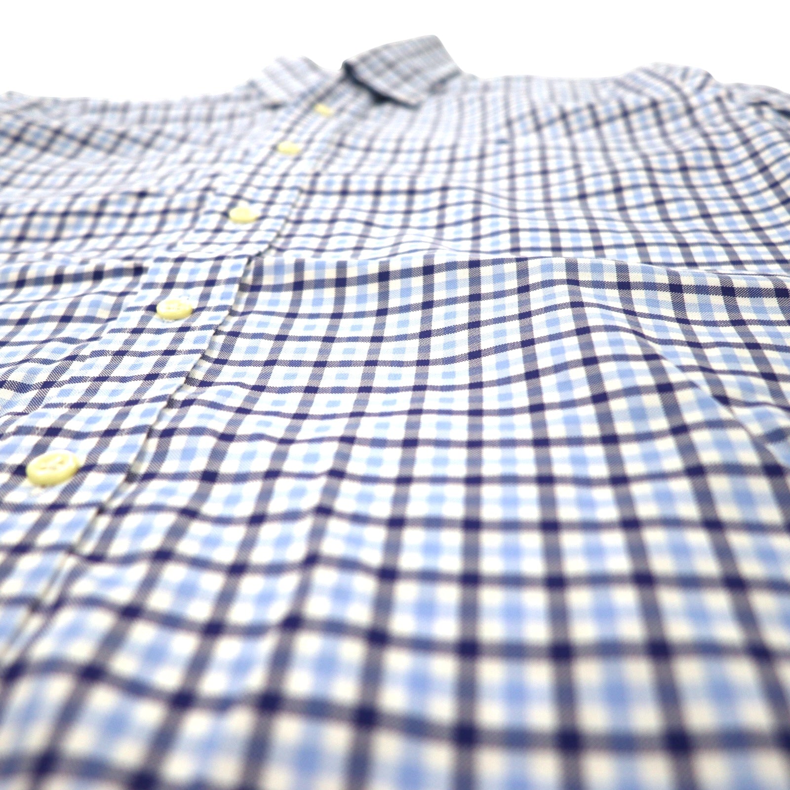 RALPH LAUREN Camicia Button-Down M Blu A Quadri Cotone NON-IRON Ricamo Piccolo Pony