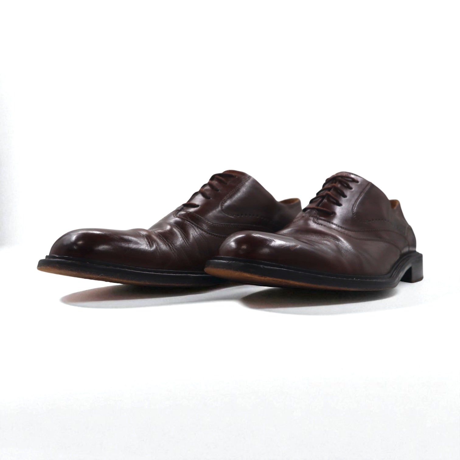 JOHNSTON & MURPHY Made in Italy SCARPE ELETTI artigianali derby punta liscia 28cm Marrone Pelle 15-1528