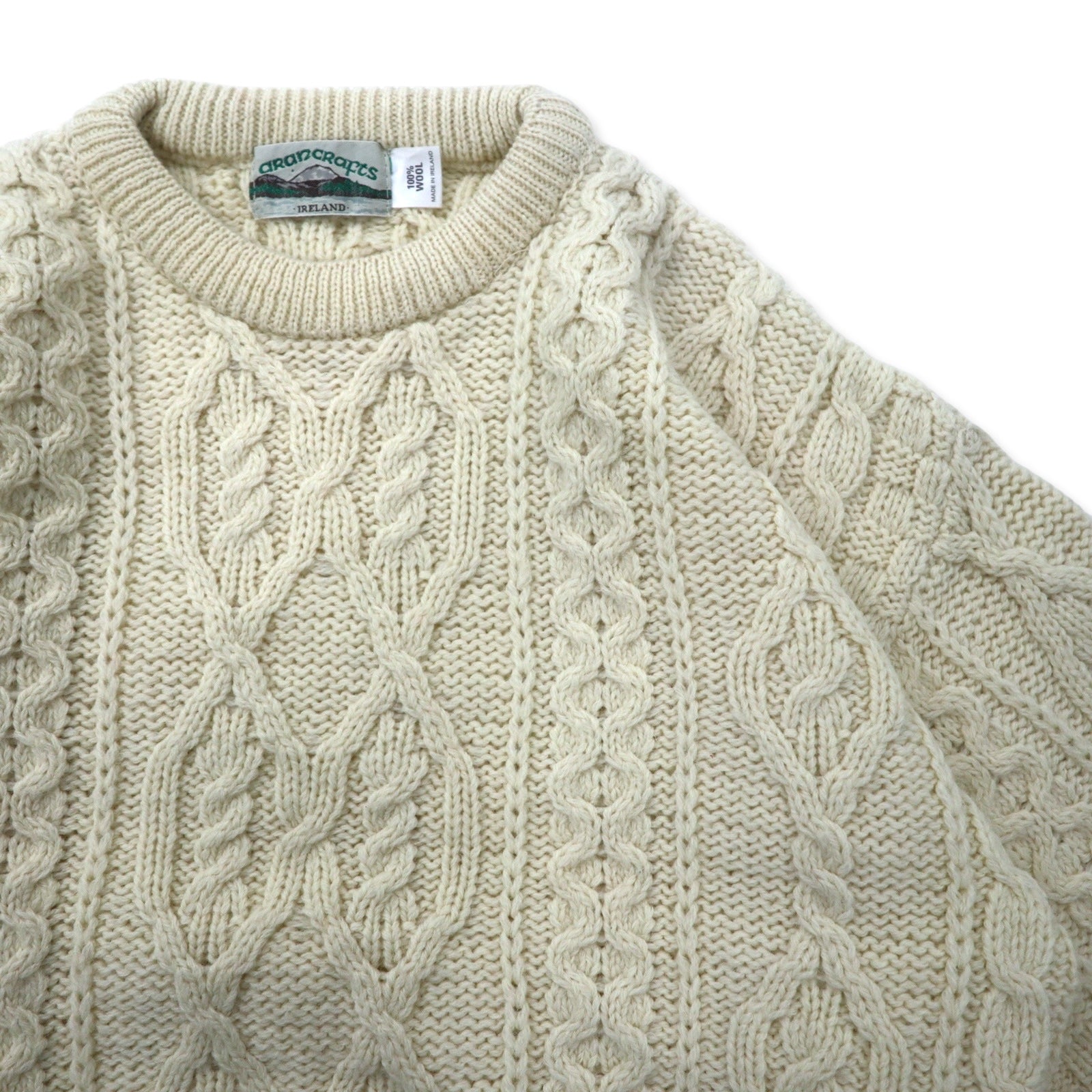 ARANCRAFTS Maglione Aran Fisherman's in lana, XL, bianco, fatto in Irlanda