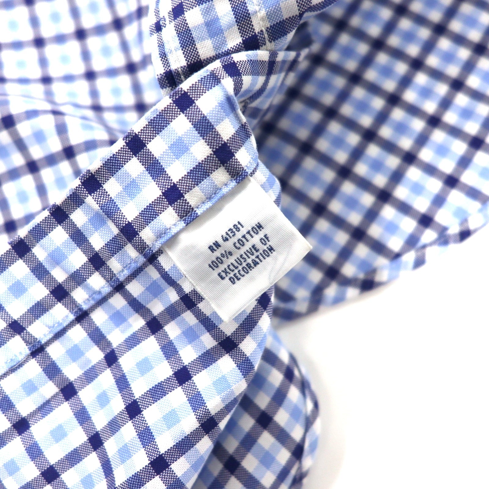 RALPH LAUREN Camicia Button-Down M Blu A Quadri Cotone NON-IRON Ricamo Piccolo Pony
