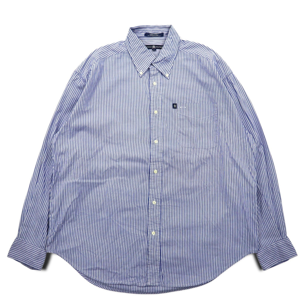 TOMMY HILFIGER anni '90 camicia button-down oversize L blu a righe cotone