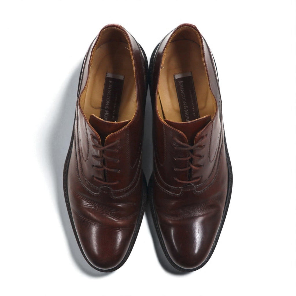 JOHNSTON & MURPHY Made in Italy SCARPE ELETTI artigianali derby punta liscia 28cm Marrone Pelle 15-1528