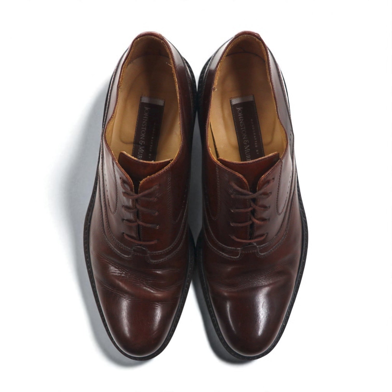 JOHNSTON & MURPHY Made in Italy SCARPE ELETTI artigianali derby punta liscia 28cm Marrone Pelle 15-1528