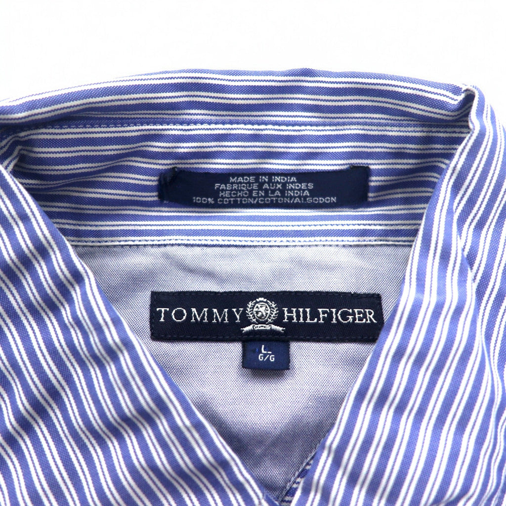 TOMMY HILFIGER anni '90 camicia button-down oversize L blu a righe cotone