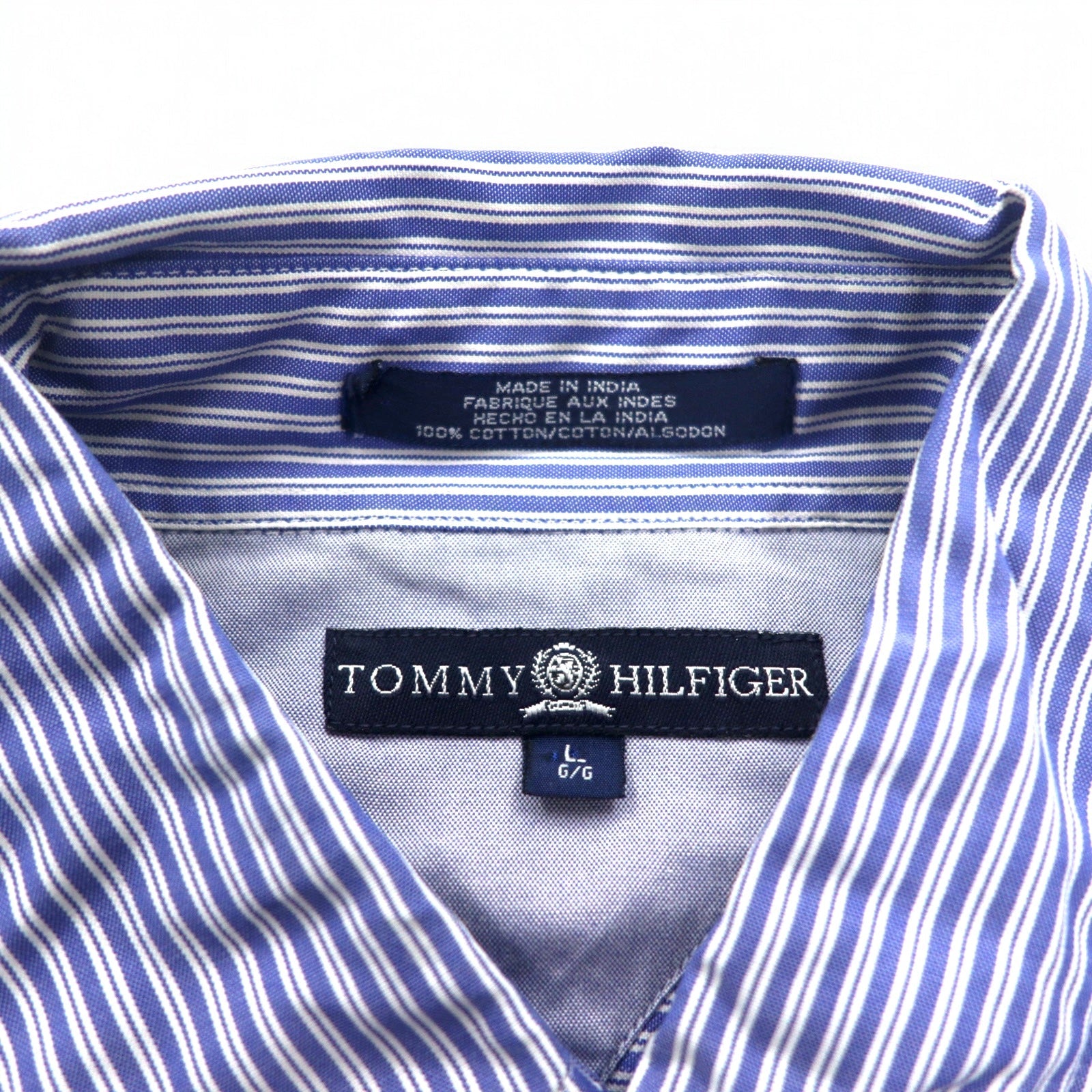 TOMMY HILFIGER anni '90 camicia button-down oversize L blu a righe cotone
