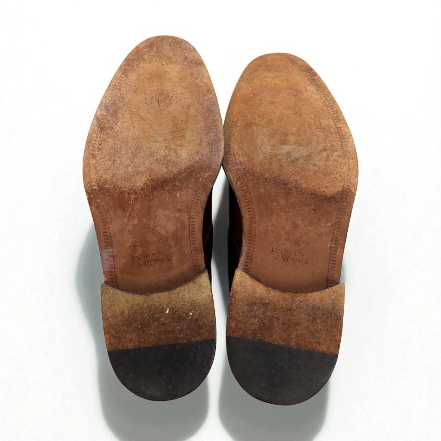 JOHNSTON & MURPHY Made in Italy SCARPE ELETTI artigianali derby punta liscia 28cm Marrone Pelle 15-1528