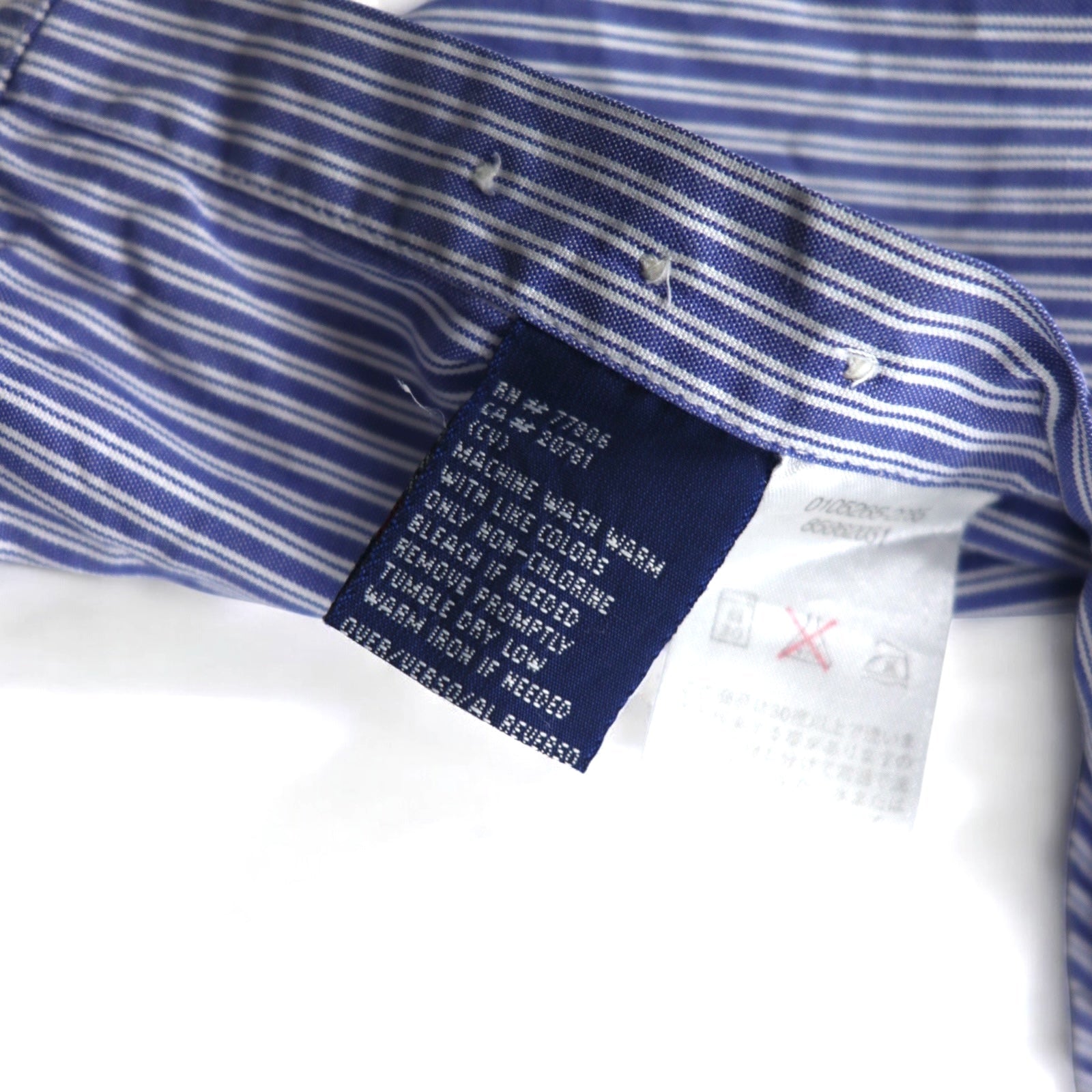TOMMY HILFIGER anni '90 camicia button-down oversize L blu a righe cotone