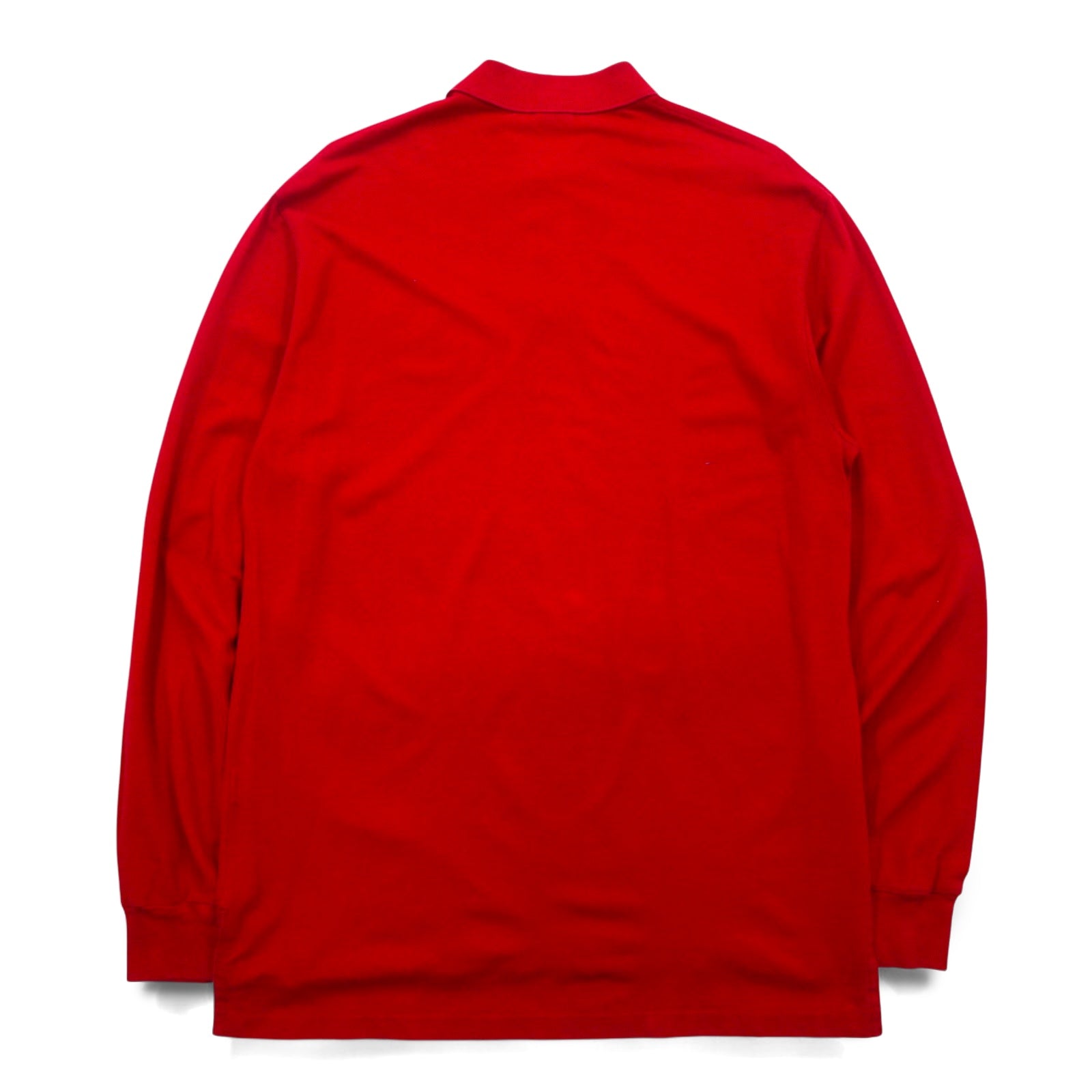 Polo by Ralph Lauren anni '90, polo a maniche lunghe, taglia L, rossa, in pima cotton piqué, con piccolo pony ricamato, made in Perù.