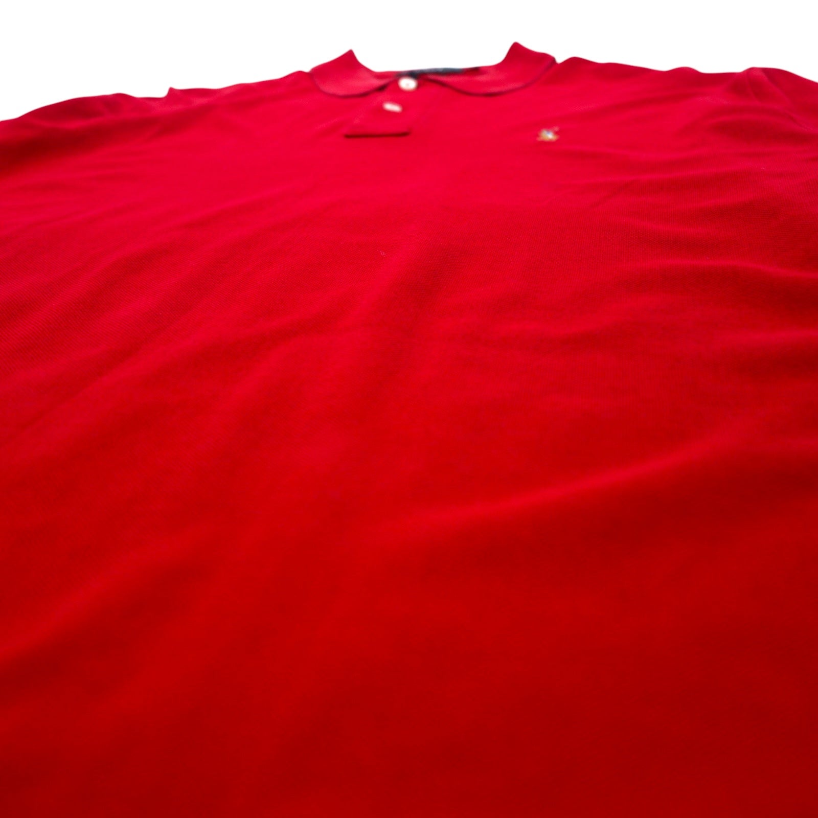 Polo by Ralph Lauren anni '90, polo a maniche lunghe, taglia L, rossa, in pima cotton piqué, con piccolo pony ricamato, made in Perù.
