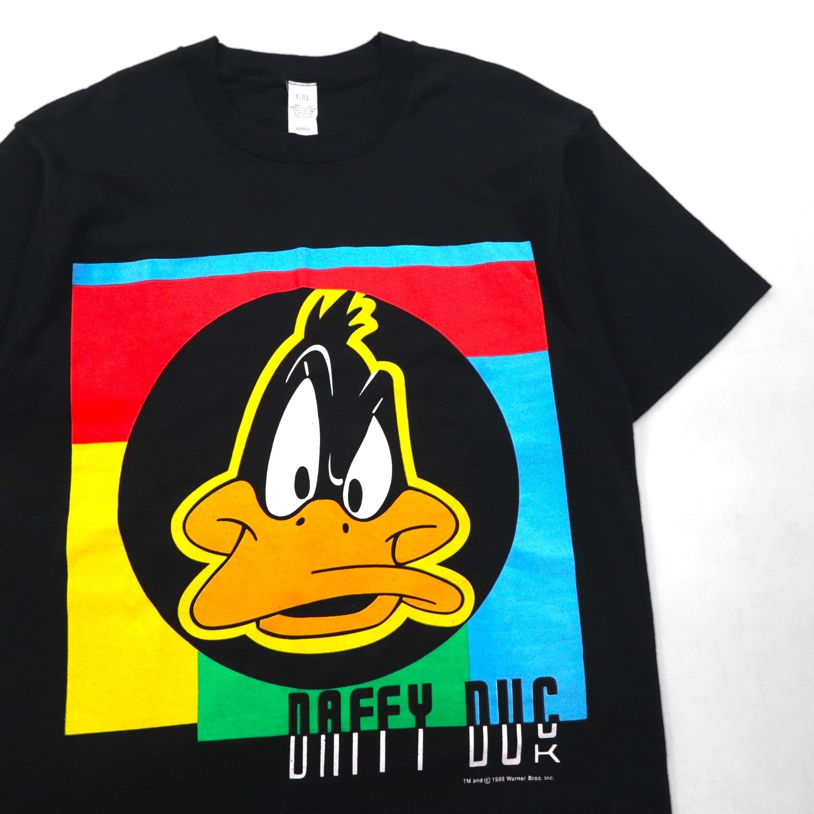 Warner Bros. anni '80 Made in USA DAFFY DUCK T-shirt a punto singolo L Nero Stampa personaggi