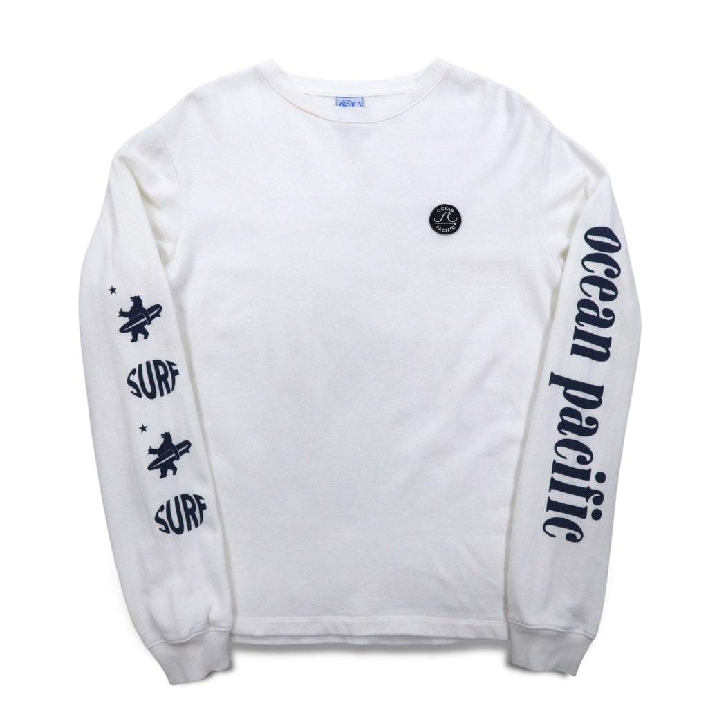 ocean pacific ロングスリーブ Tシャツ M ホワイト コットン 袖プリント