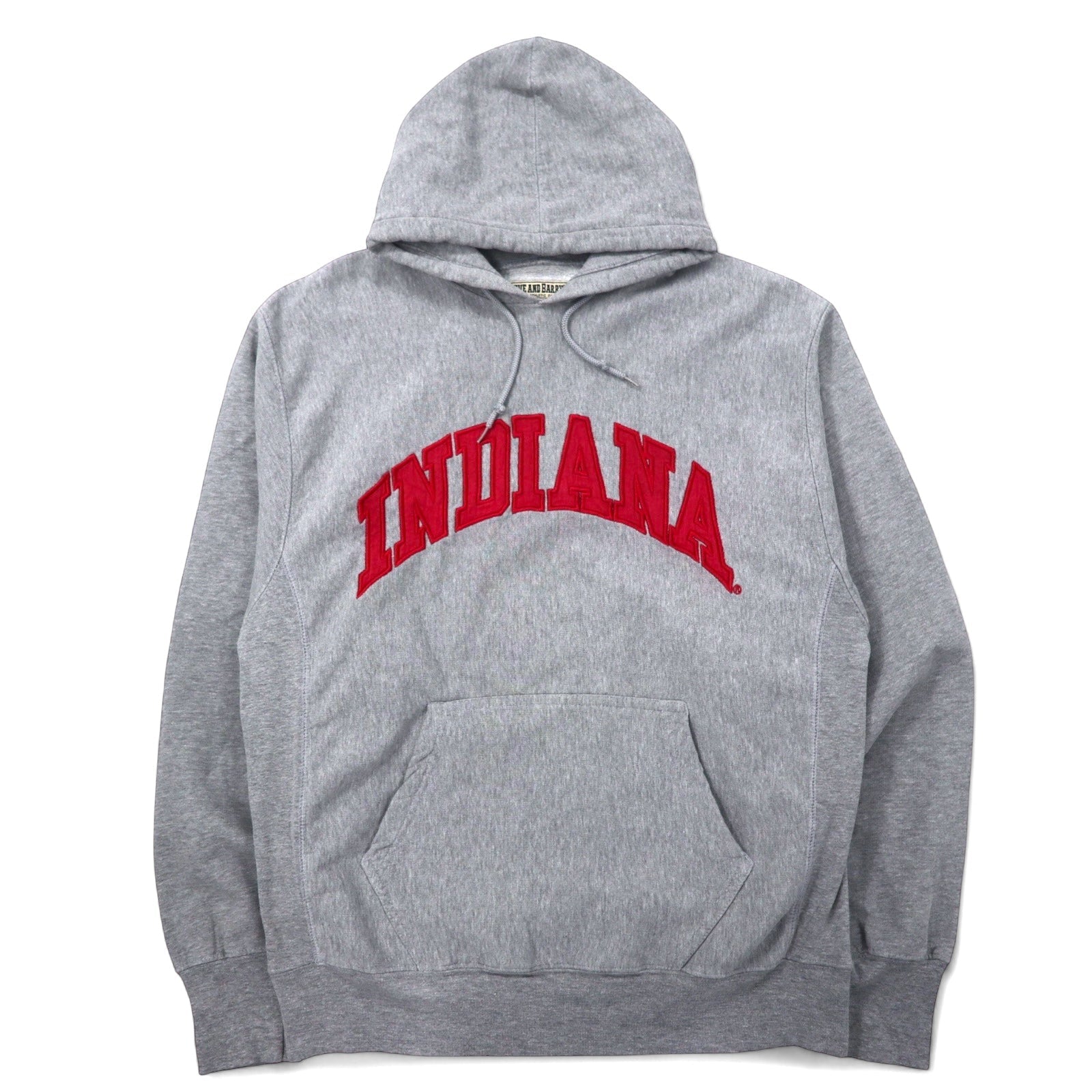 Anni '90 Felpa con cappuccio pullover STEVE AND BARRY'S Reverse Weave M grigia cotone college INDIANA logo ad arco