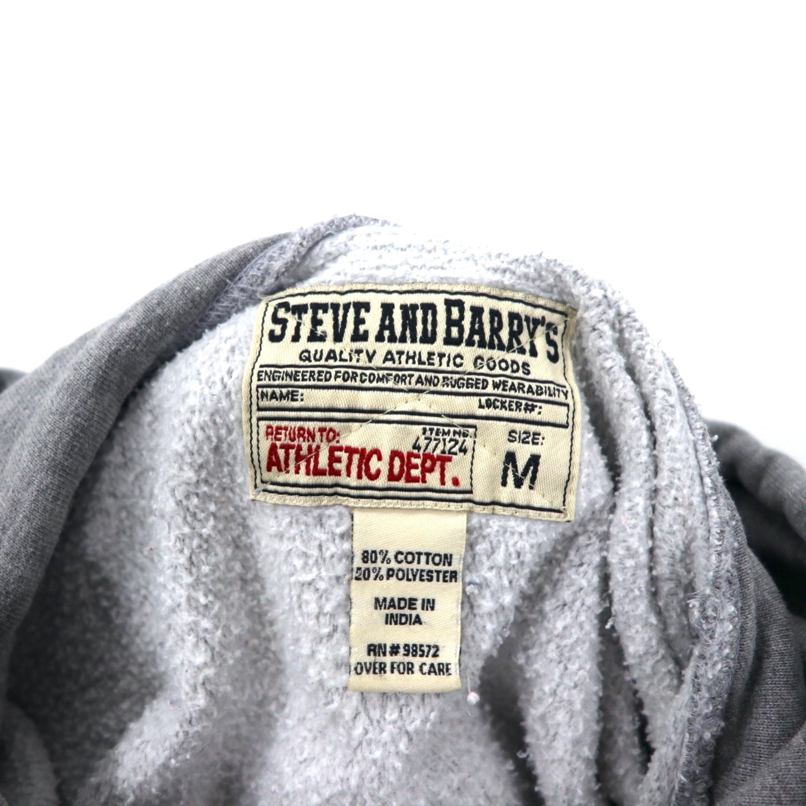 Anni '90 Felpa con cappuccio pullover STEVE AND BARRY'S Reverse Weave M grigia cotone college INDIANA logo ad arco