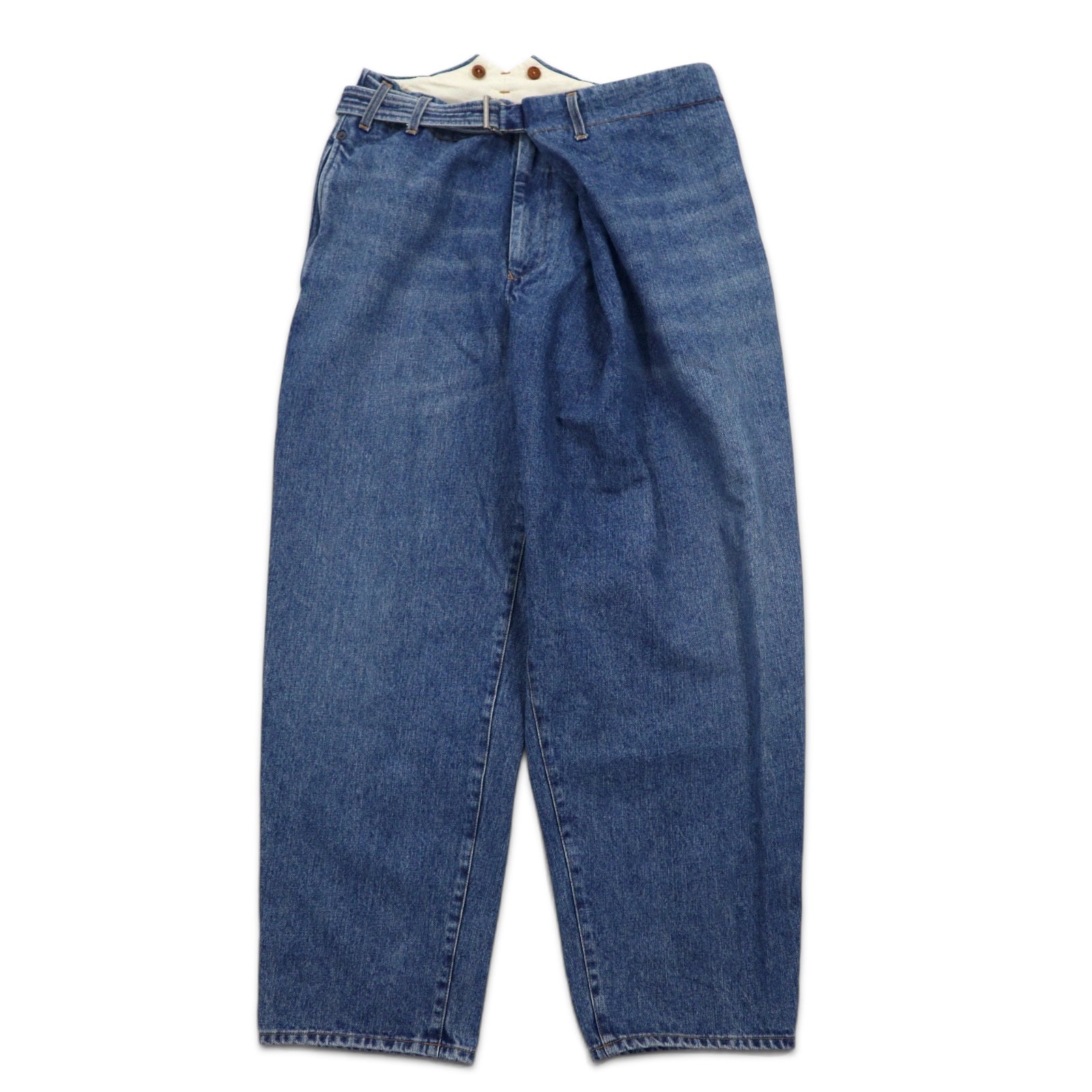 KHOKI Pantaloni a portafoglio 22AW Wrap Trousers Pantaloni in denim 1 Blu Cotone Prodotto in Giappone 22sw-p-05