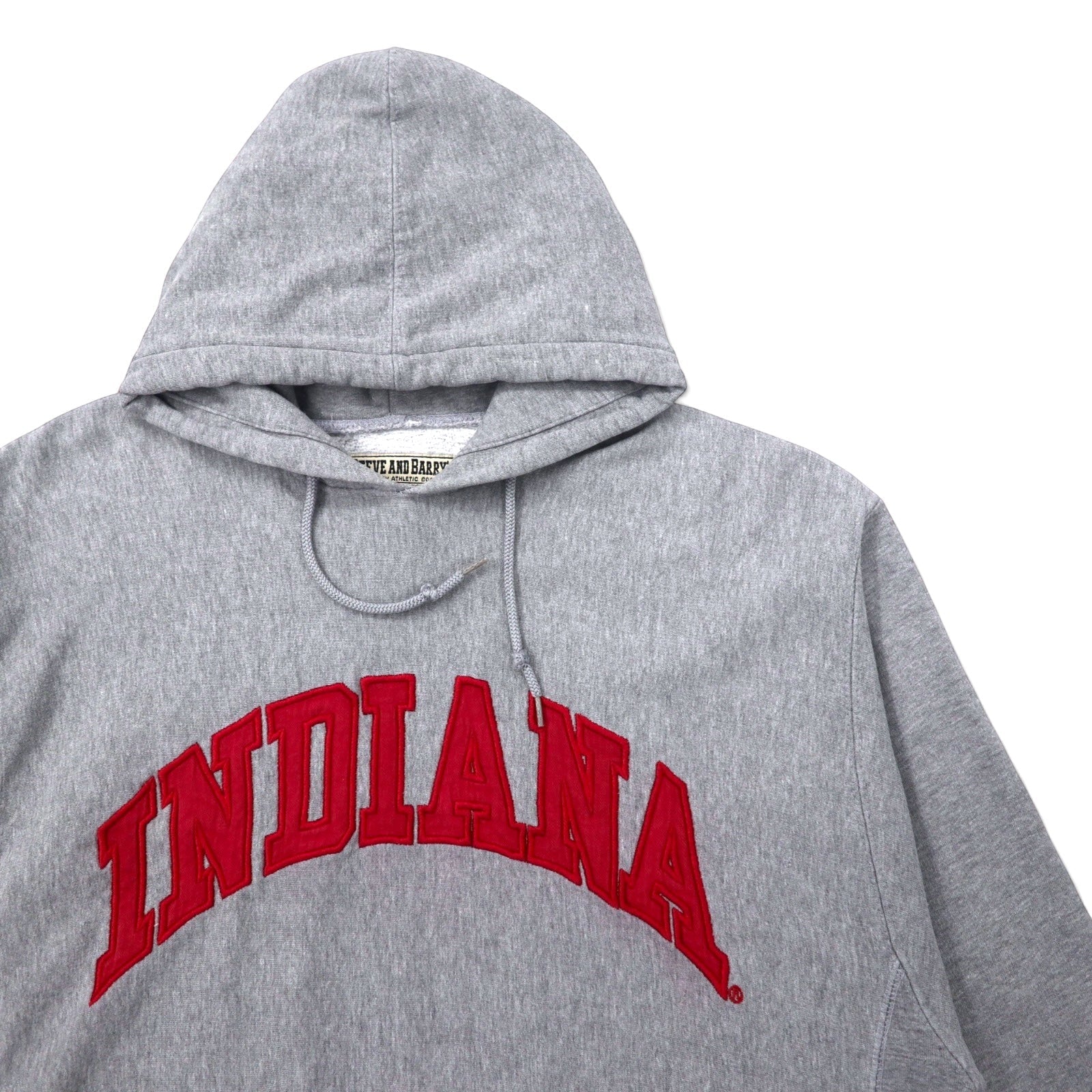 Anni '90 Felpa con cappuccio pullover STEVE AND BARRY'S Reverse Weave M grigia cotone college INDIANA logo ad arco