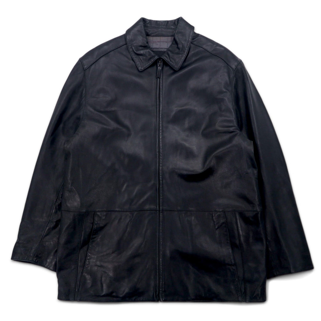 90s Vintage Leather Jacket MARC NEW YORK ANDREW MARC Anni '90 Giacca in pelle con cerniera Car Coat L Nera Fodera trapuntata
