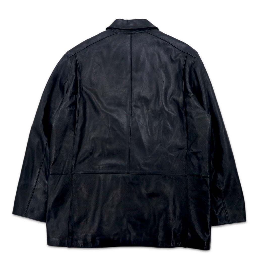 90s Vintage Leather Jacket MARC NEW YORK ANDREW MARC Anni '90 Giacca in pelle con cerniera Car Coat L Nera Fodera trapuntata