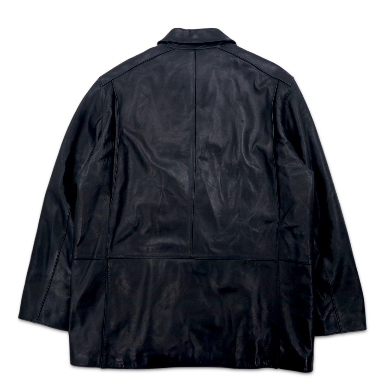 90s Vintage Leather Jacket MARC NEW YORK ANDREW MARC Anni '90 Giacca in pelle con cerniera Car Coat L Nera Fodera trapuntata