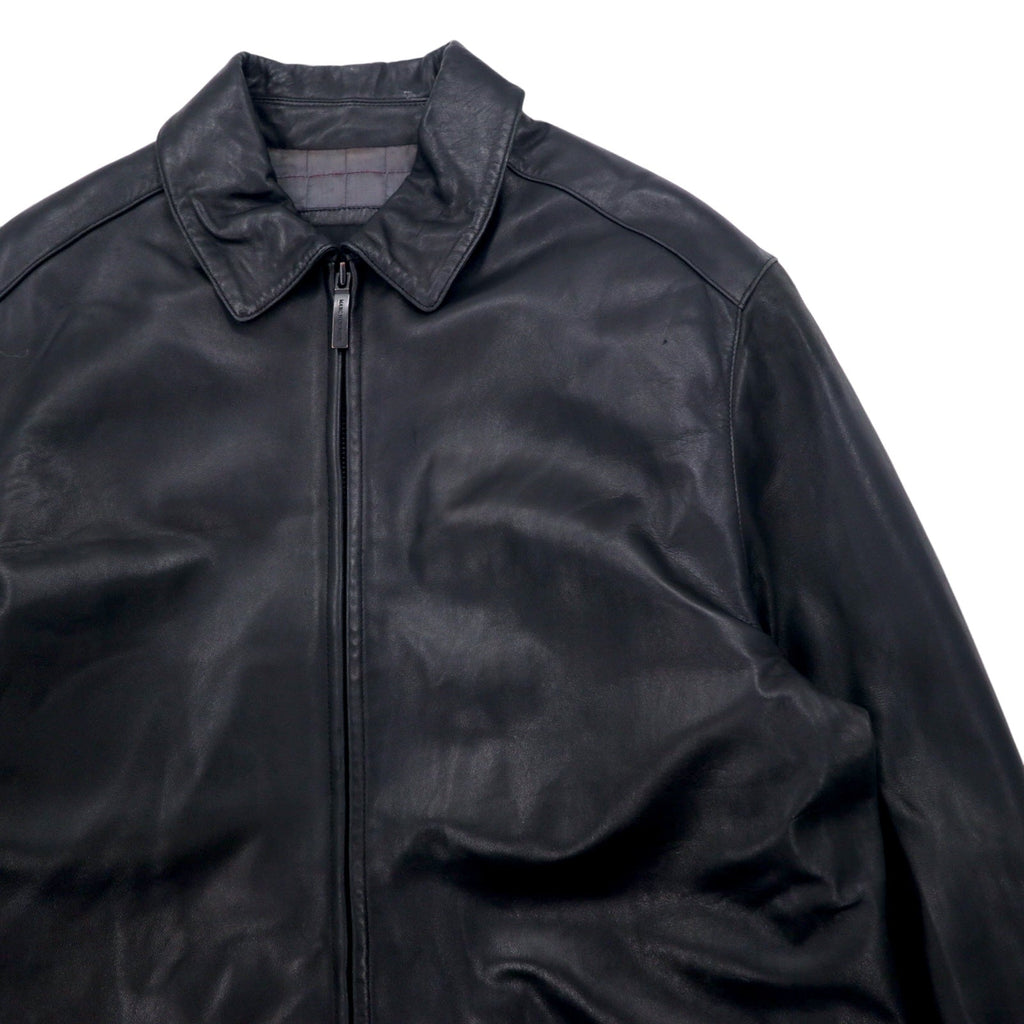 90s Vintage Leather Jacket MARC NEW YORK ANDREW MARC Anni '90 Giacca in pelle con cerniera Car Coat L Nera Fodera trapuntata