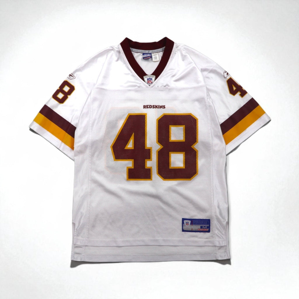 Maglia da gioco Reebok, taglia M, colore bianco, 100% poliestere, a rete, con numero, NFL Washington Redskins, uniforme da football
