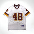 Maglia da gioco Reebok, taglia M, colore bianco, 100% poliestere, a rete, con numero, NFL Washington Redskins, uniforme da football