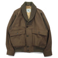 Burberrys Giacca militare A-1 collo a scialle bomber L marrone con inserti a coste in lana maglia ricamo logo