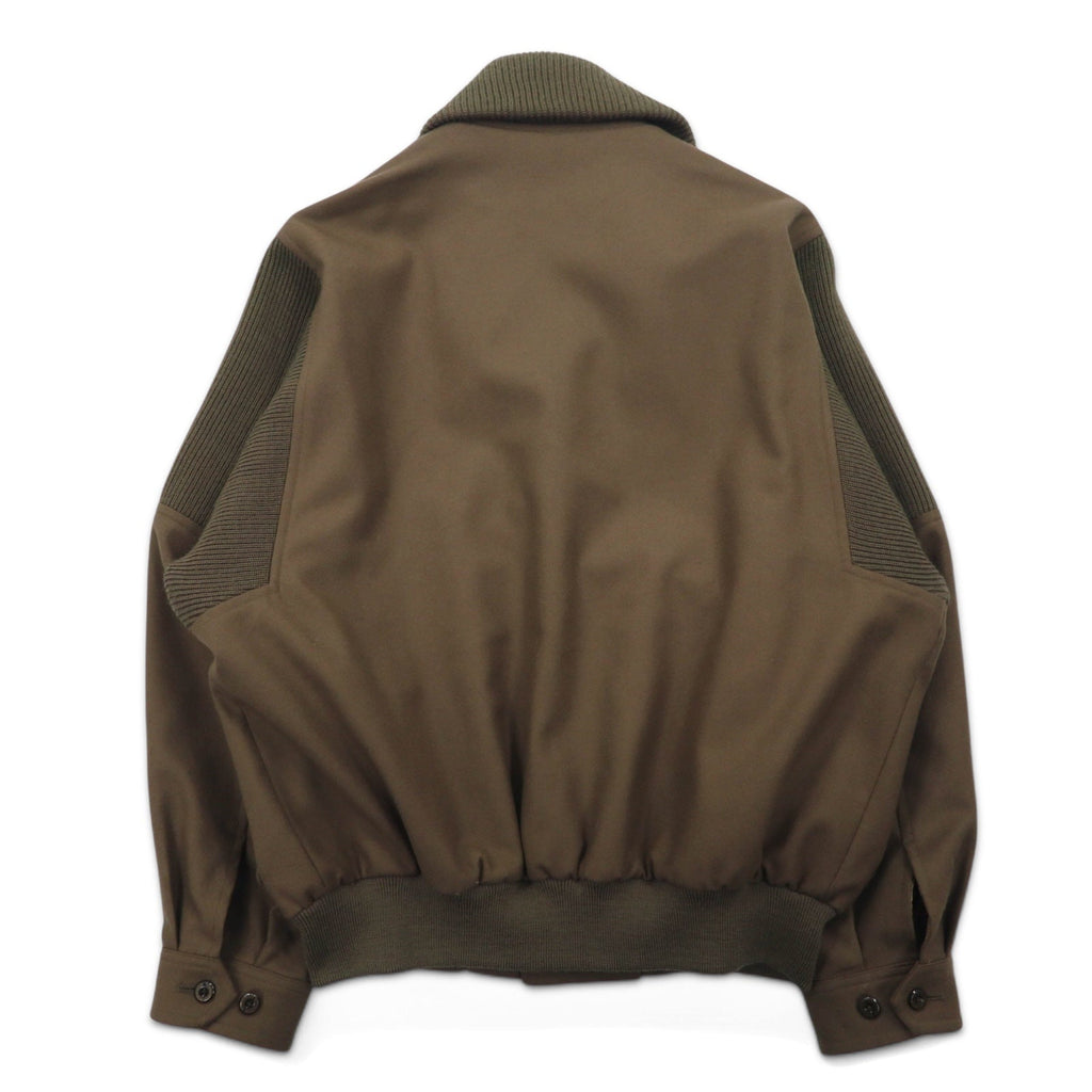 Burberrys Giacca militare A-1 collo a scialle bomber L marrone con inserti a coste in lana maglia ricamo logo